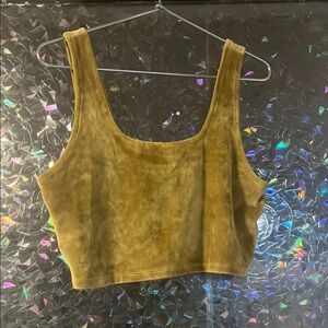 Olive/Gold Women's Crop Top Velour!